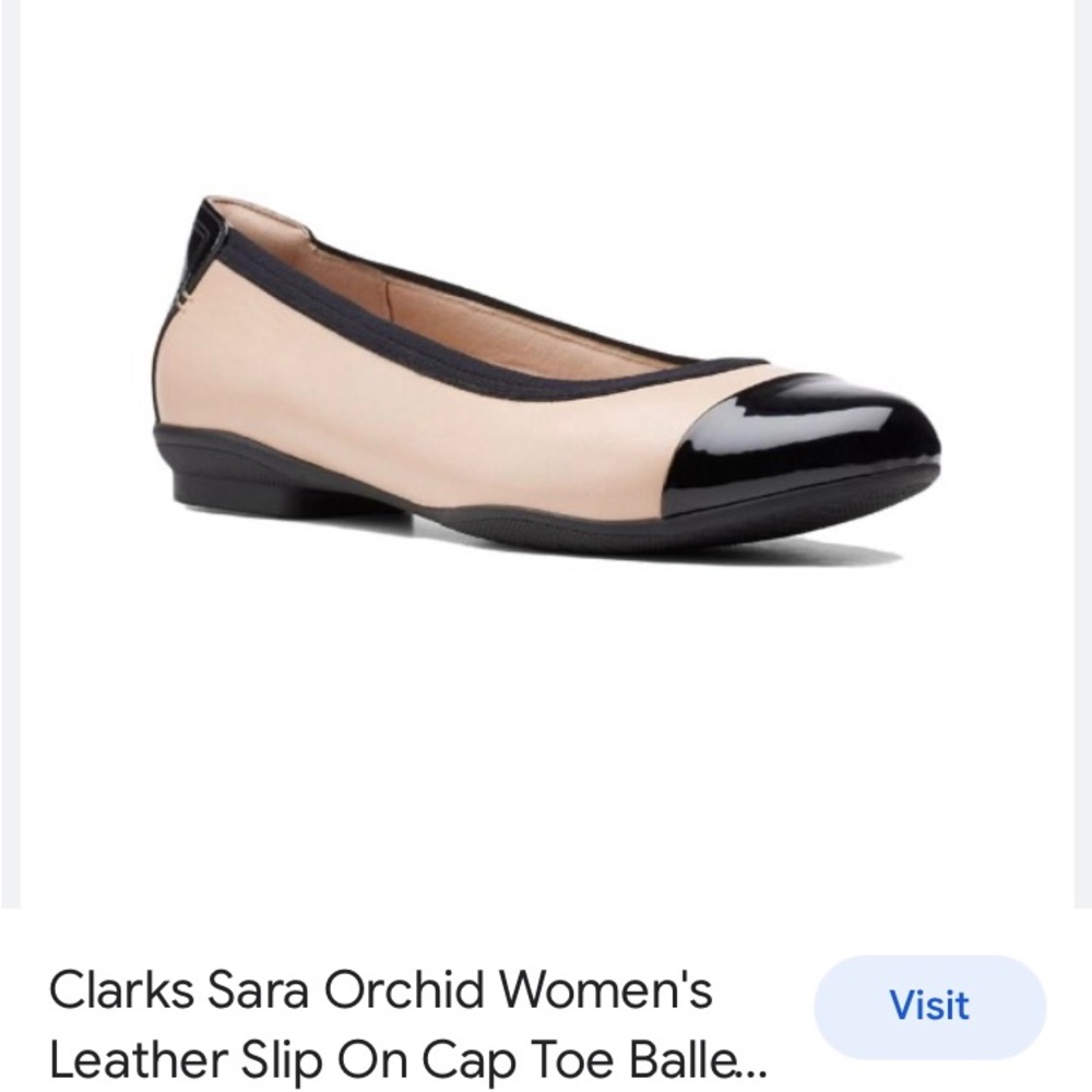 CLARKS SARA ORCHID LEATHER Slip on Cap Toe Ballet Flats Women’s